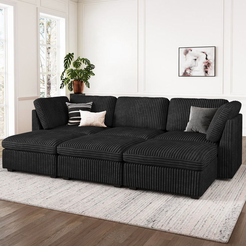 Hutcheson 101.5'' Wide Sofa Bed Sleeper Sectional Storage Sofa Livingroom Apartment Couch, Black Corduroy