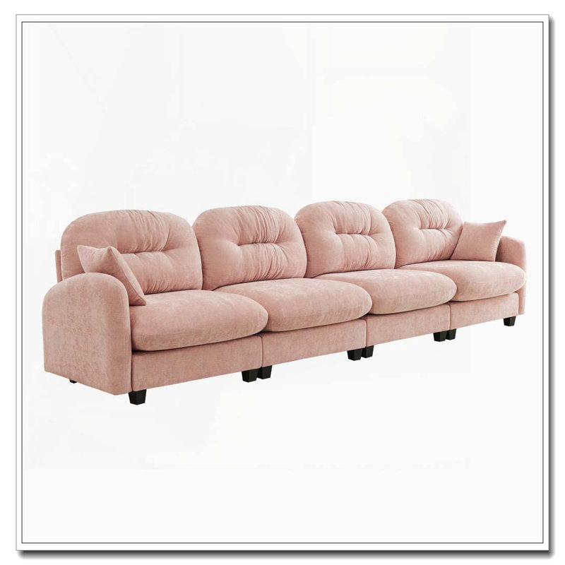 Canapé modulaire Cloud avec accoudoirs en tissu chenille, conception plissée matelassée, conception ergonomique, mousse haute densité, accoudoirs élégants, base en bois de haute qualité