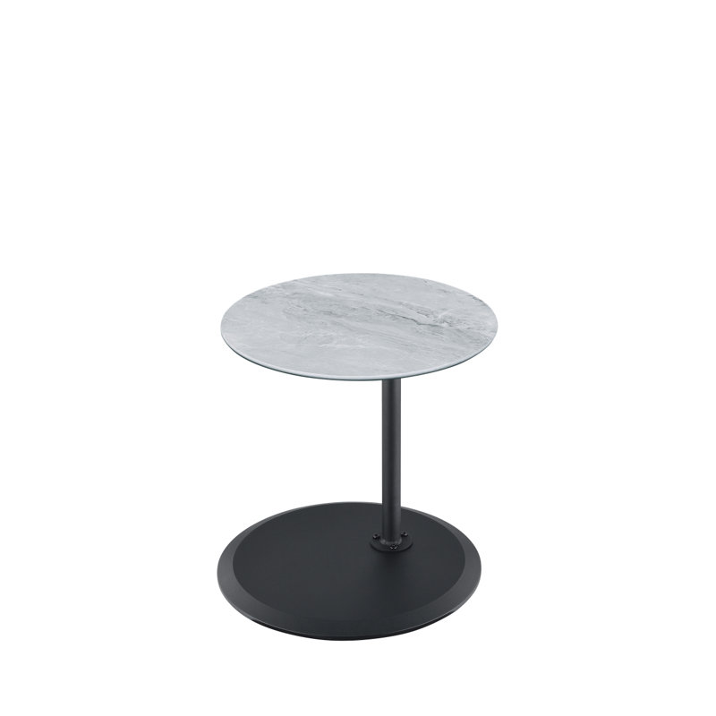 Table de bout Orbit 15,5 po avec plateau en marbre texturé à hauteur ajustable, Gris