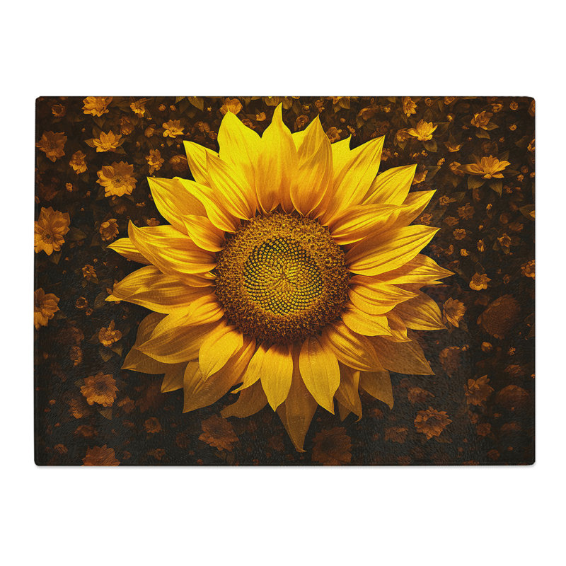 Sunflower Photograph 8K  Glass Chopping Board