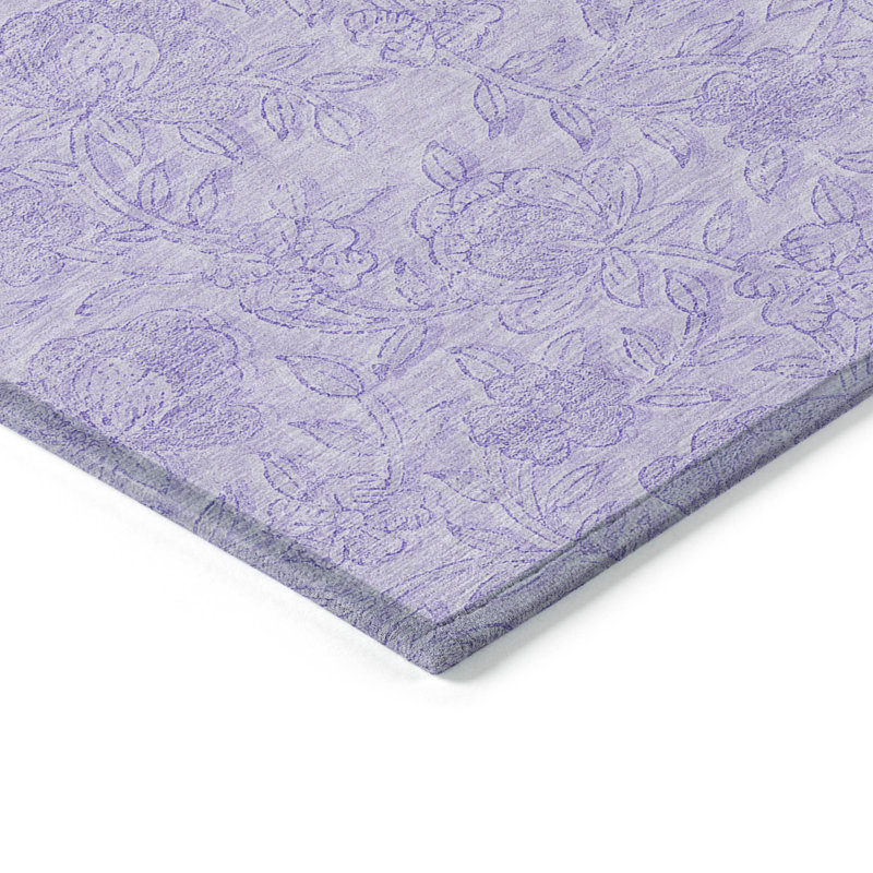 Tapis extérieur lavable floral lilas et mauve 5 pi x 8 pi