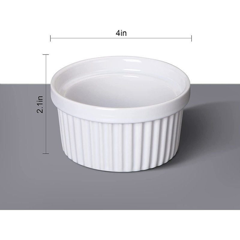 Ensemble de plats de cuisson ramequins en céramique 8 pièces Sangdo, Blanc