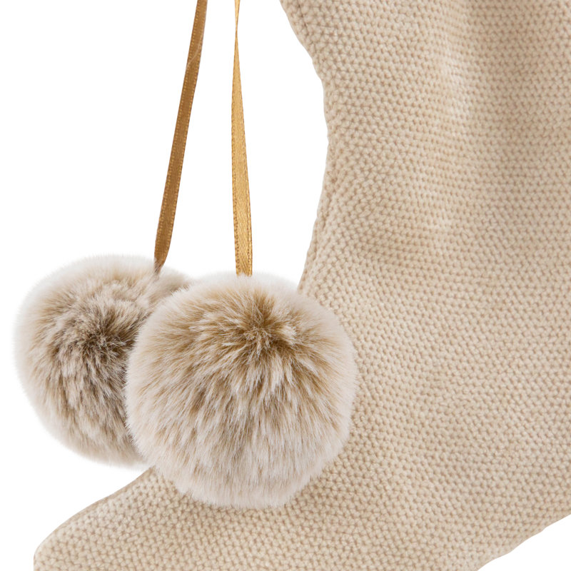 Beige and Brown Faux Fur Stocking Ornaments Set of 2