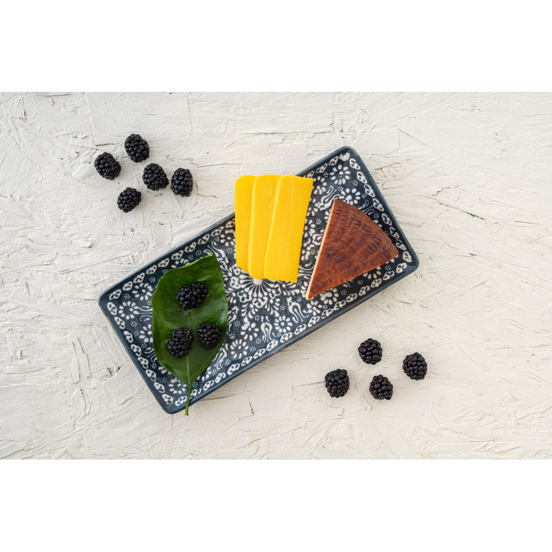 Coppermill Kitchen Hand Painted Ceramic Ceramic Tray, Gray