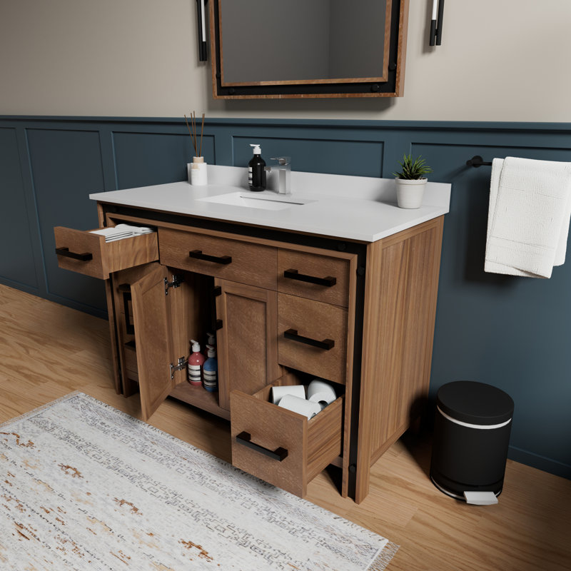 Meuble-lavabo simple l 48 po x P 22 po Ziva, Bois de grange rustique