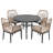 5pcs Rattan Metal Patio Dining Set With Umbrella Hole, Zippered Cushions-459965313-459965319-459965312