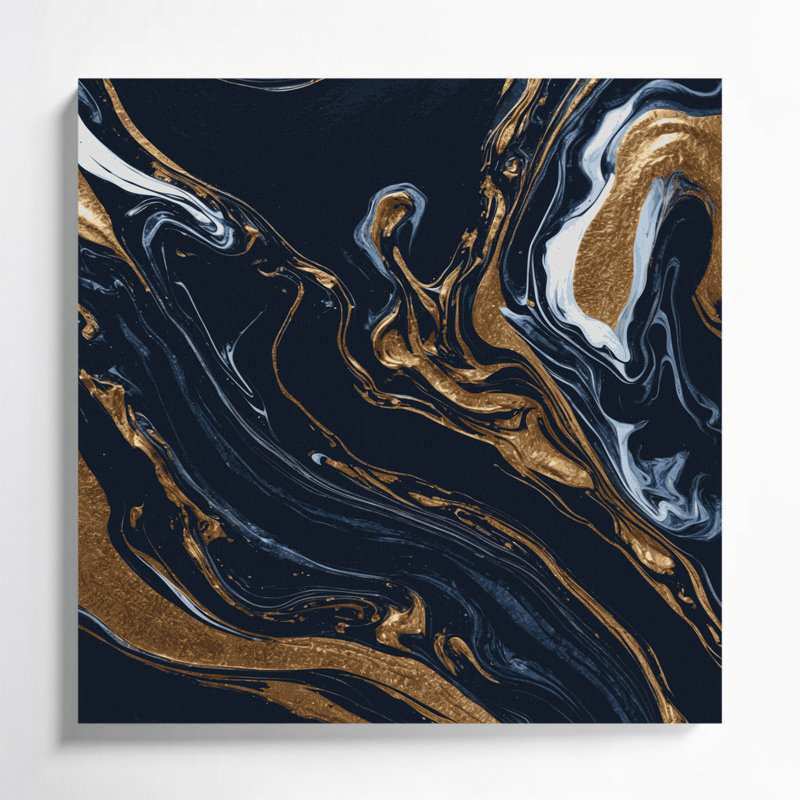 Abstrait art fluide sur toile grise 89, H 8 po x l 8 po