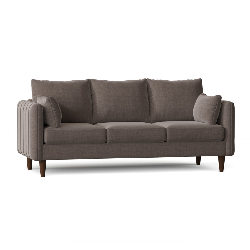 Kaveen Upholstered 83'' Sofa, Jango Sandstone, Walnut