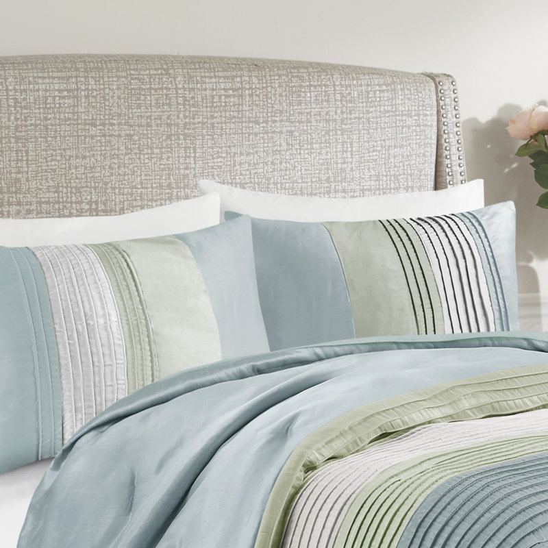 Full Green Jacquard 7-Piece Comforter Set with Shams