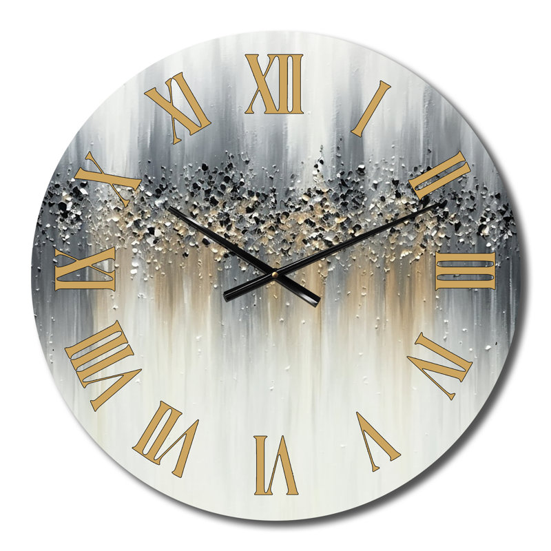 Horloge murale abstraite en métal - sérénité gris doux, Moyenne