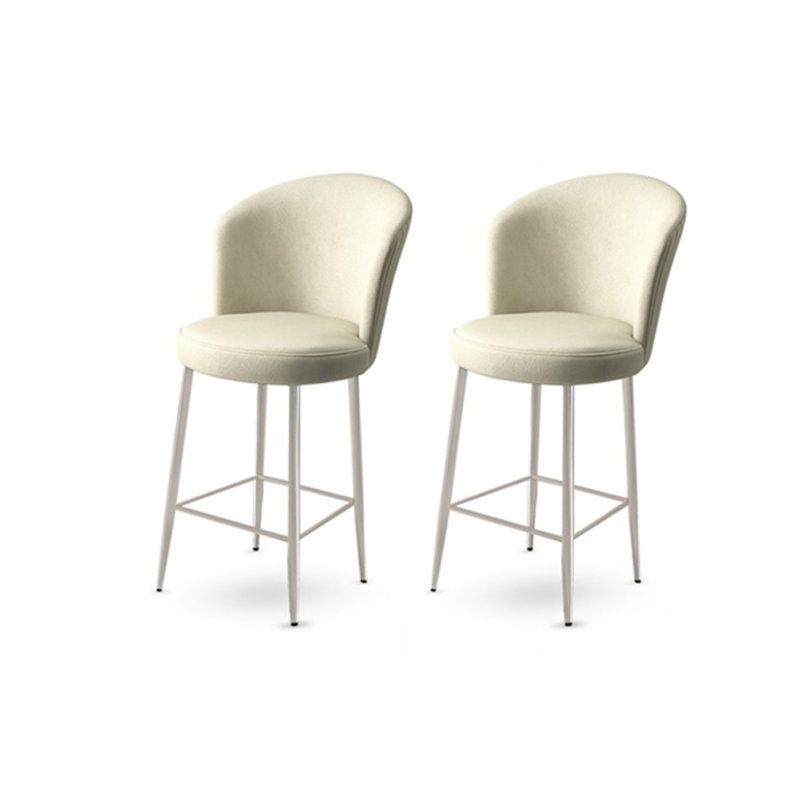 Pease Upholstered Faux Leather Bar Stool, Cream, 2, Ivory