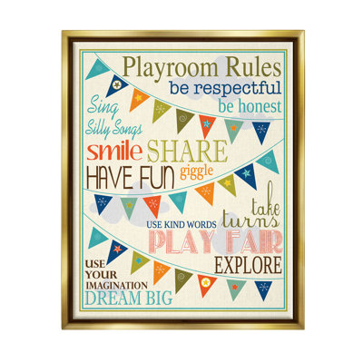 " Playroom Rules With Pennants " by Finny And Zook