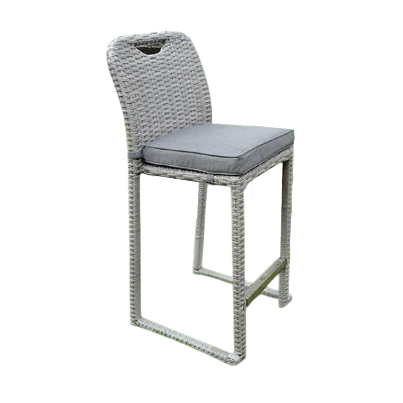 Ensemble de 6 chaises tabouret Mio, coussin de siège épais, structure en osier gris