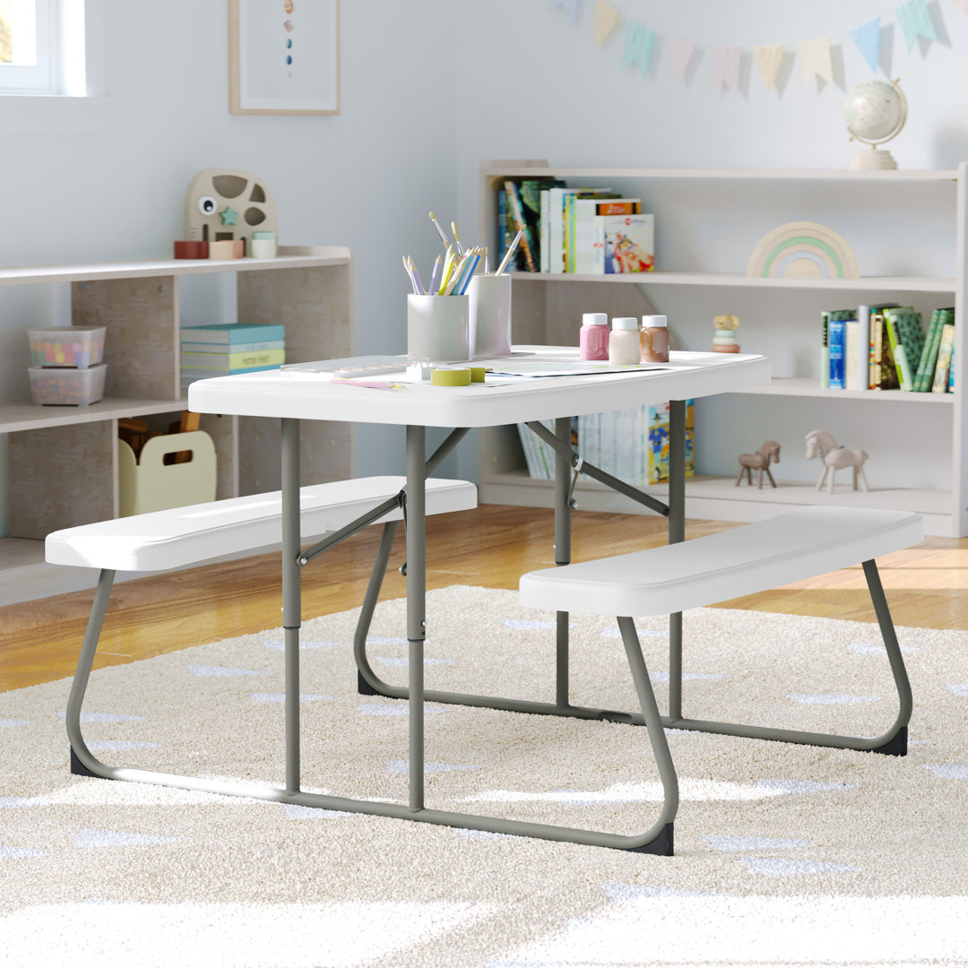 Indoor/Outdoor Commercial Grade Kids Folding Picnic Table with Benches Zoomie Kids 