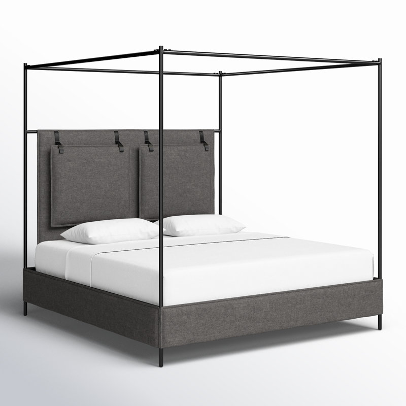 Leigh Canopy Bed-Palm Ecru-King, King, Gray