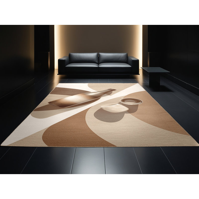 Tapis brun moelleux moelleux et doux à motif de saké Nyack, 8x12