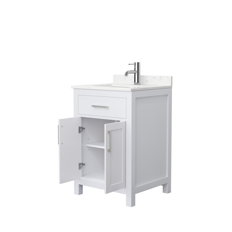 Beckett 24" White Freestanding Single Bathroom Vanity with Carrara Marble Top