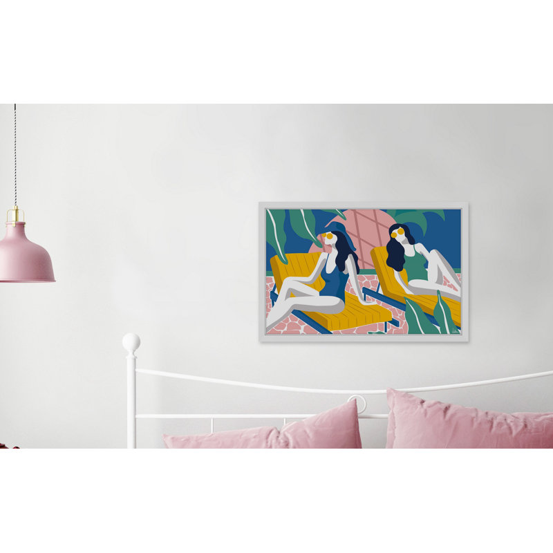 « filles on vacances », reproduction d’impression encadrée, 16 po x 24 po