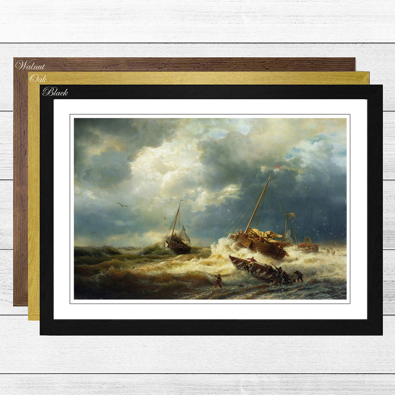 Seascape by Andreas Achenbach - Framed Print, Oak