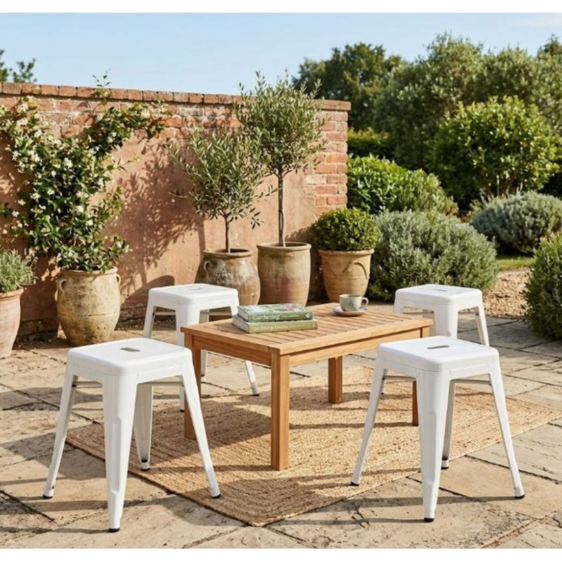 Mini tabourets empilables en métal Duende, Blanc