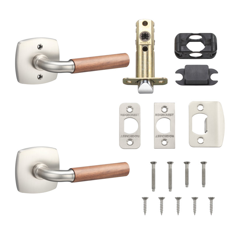 Forma Passage Rosette In Polished Chrome, Walnut Grip, Satin Nickel/Walnut