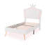 Structure de lit simple tapissier avec lumières à DEL, lit princesse rembourré moderne avec tête de lit couronne