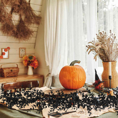 Guirlande d'Halloween feuilles noires Guirlande d'Halloween