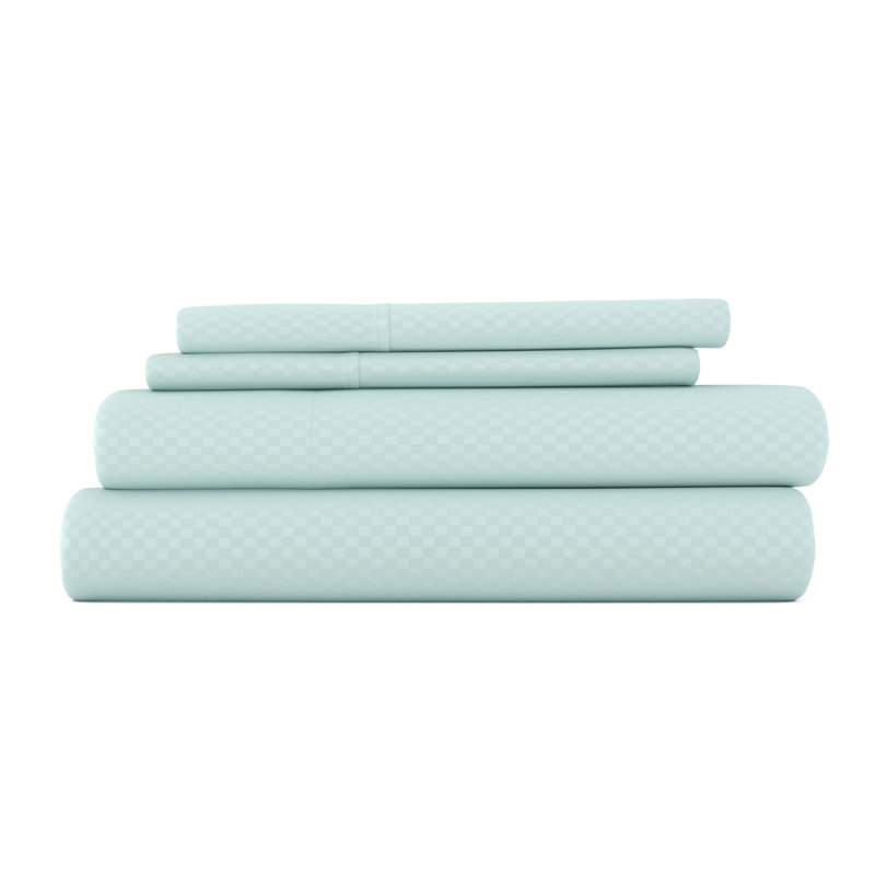 Simply Soft™ Chevron Embossed Bed Sheet Set, Aqua, California King