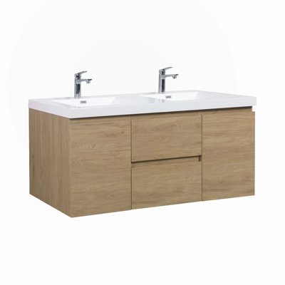 Suzetta 59.00'' Double Bathroom Vanity with Resin Top