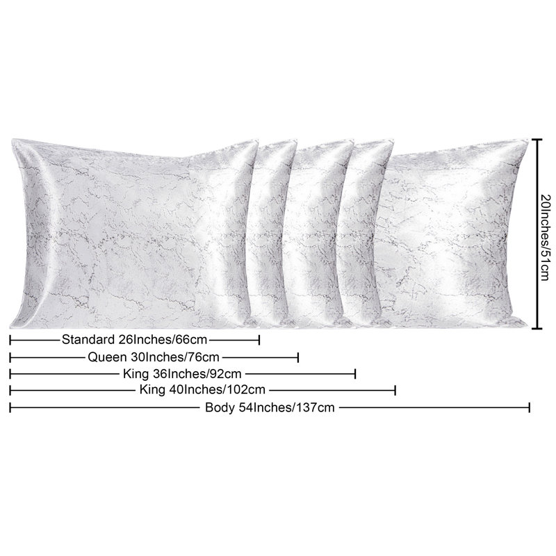 2 Pack Satin Marble Print Pillowcases, Queen Pillow Case with 2 Pillowcases, White Marbling