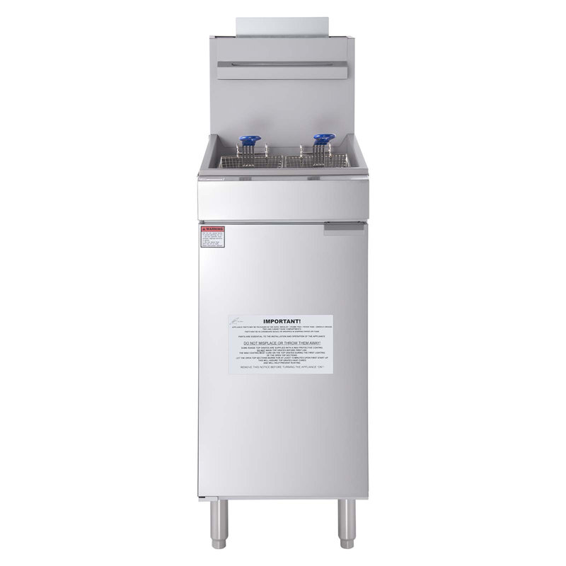 Commercial Deep Fryer Free Standing Propane Fryer 3-Burner Dual Basket 90,000BTU