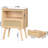 Cane Accent Bedside End Table With Solid Wood Legs For Bedroom, Dorm And Small Spaces