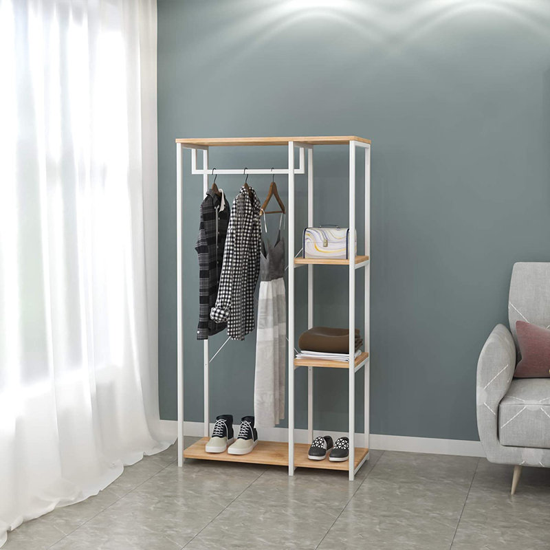 Makowski 90cm Clothing Rack, White/Light Oak