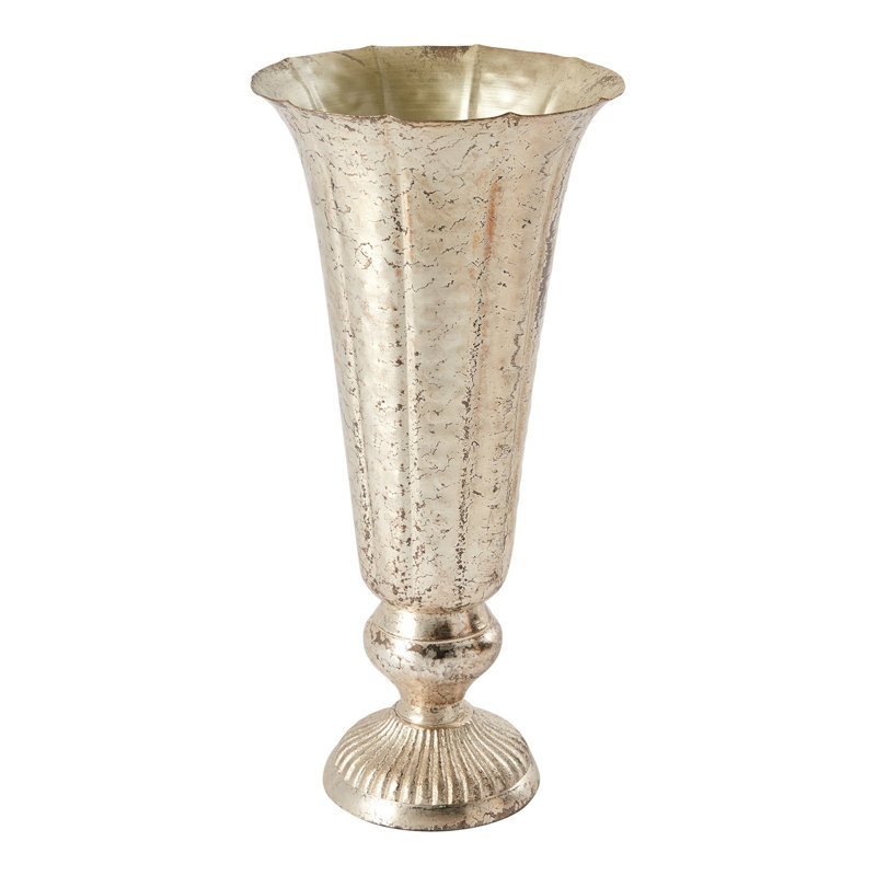 Evie-Anne Handmade Metal Table Vase, Champagne, 16.5" H x 8.25" W x 8.25" D