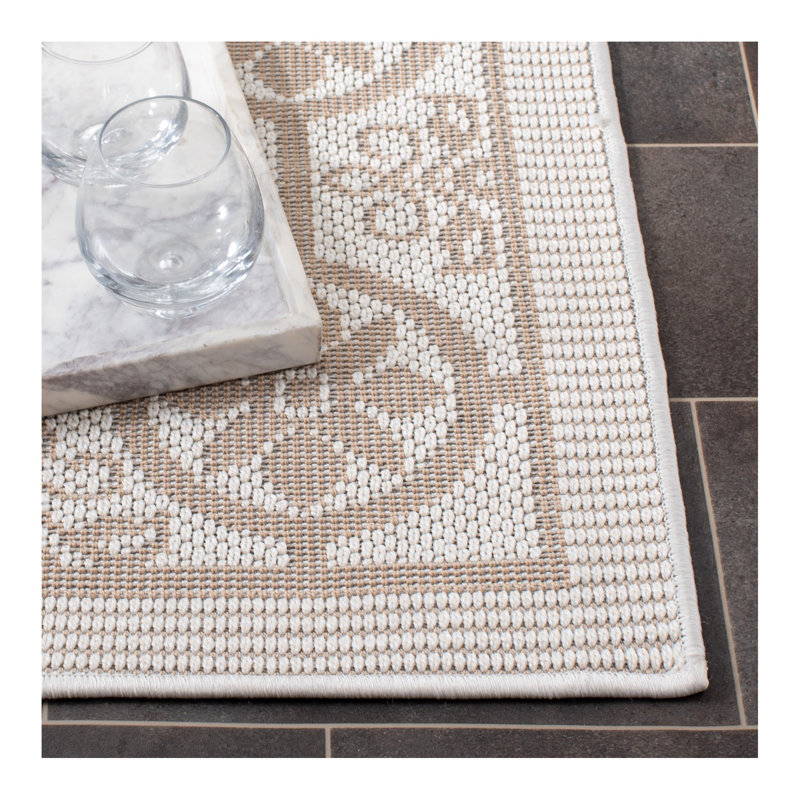 Tapis d'intérieur / extérieur à motif floral lavable à la machine Murielle, Rectangle 3 pi x 5 pi