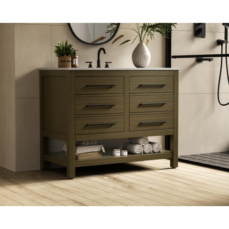 Meuble-lavabo simple 42 po_Moderne_VF60542, Brun châtaigne