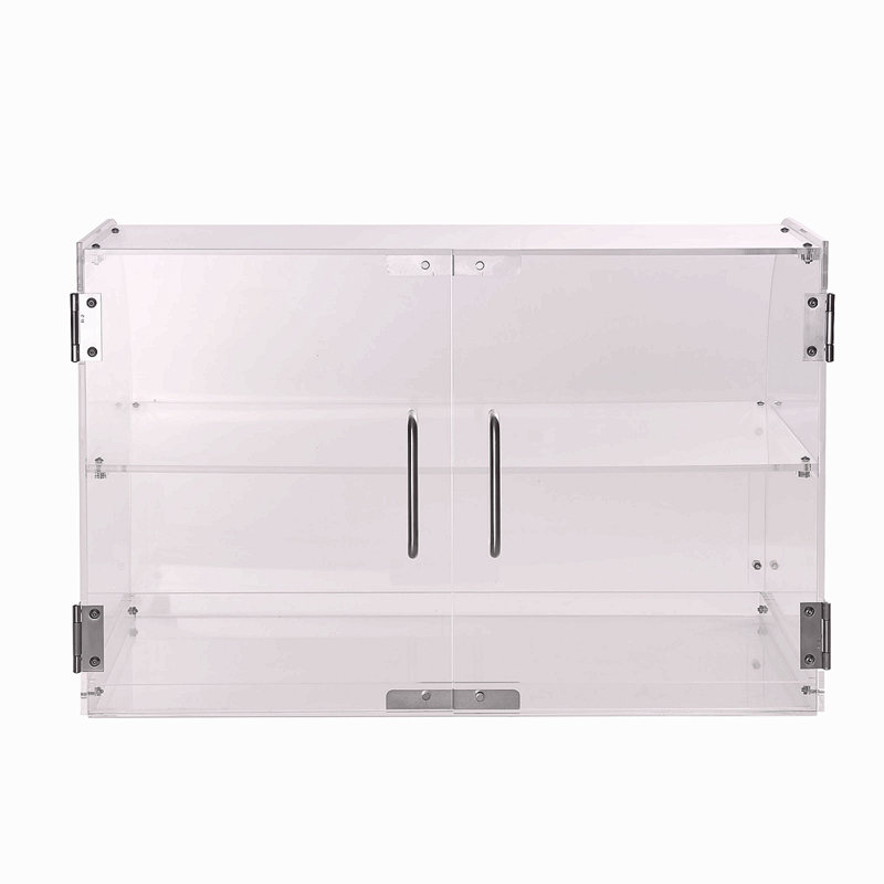 Présentoir à pâtisserie, présentoir de boulangerie de comptoir commercial à 2 niveaux, présentoir en acrylique avec accès par la porte arrière et tablettes amovibles, garde-gâteau frais pour beignets bagels, 22 po x 14 po x 14 po