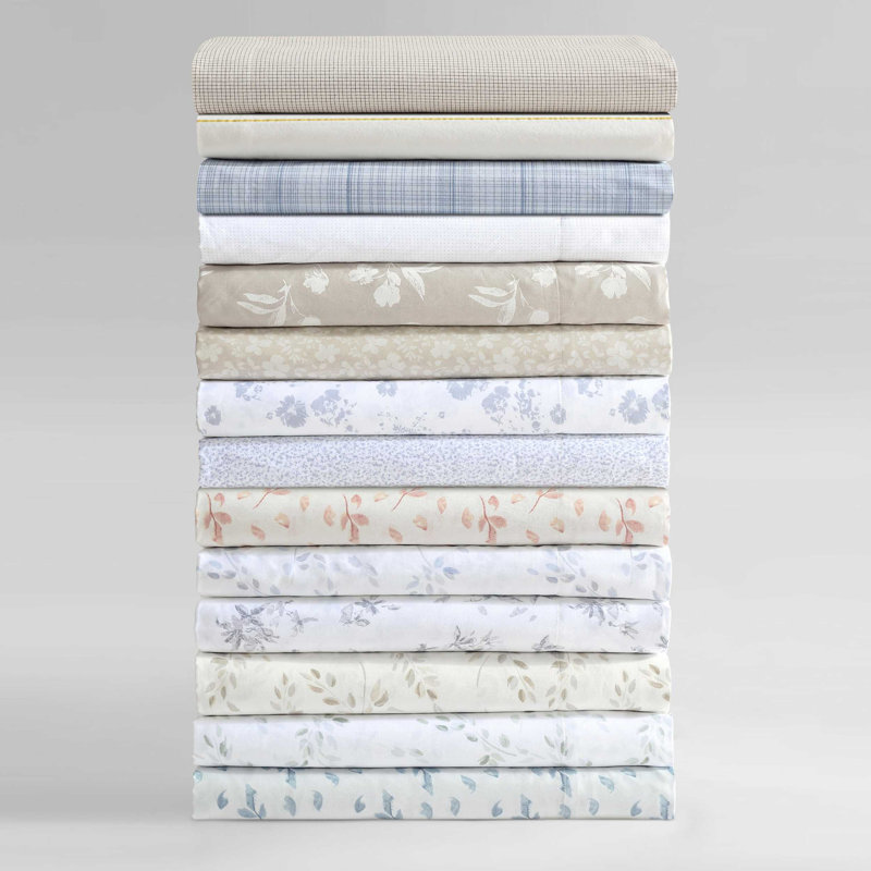Calvin Klein Washed Cotton Percale Sheet Set, Queen Sheet Set with 2 Pillowcases, Cream