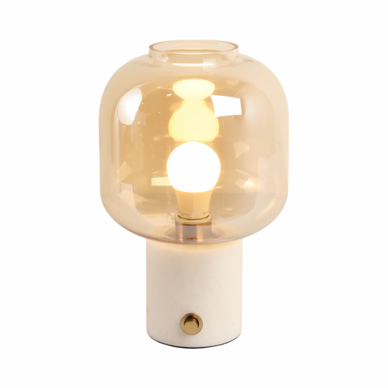 Abat-jour en verre 13 pi 9 po Latitude sur base en marbre avec interrupteur, blanc