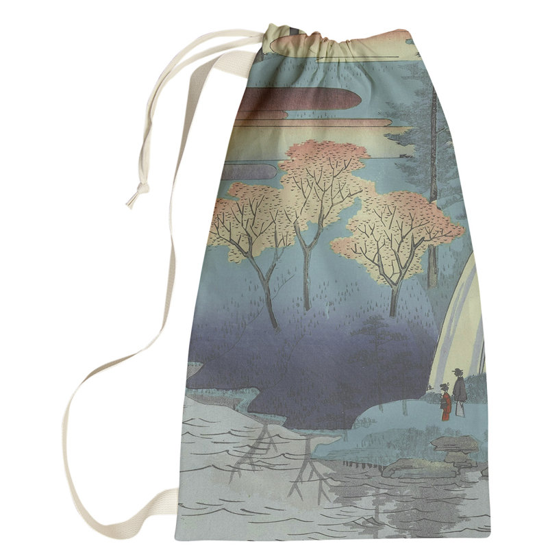 Sac à linge Macintyre Chiyogaike Pond, Petit (H 64 po x l 20 po x P 1,5 po), Bleu / Gris