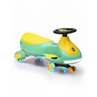 Voiture électrique 12V pour enfants 2 en 1 - Fonction de pédale et de balançoire - direction à 360 °, roues clignotantes, musique, anti-retournement, rechargeable, capacité de poids élevée - jouet intérieur / extérieur - vert