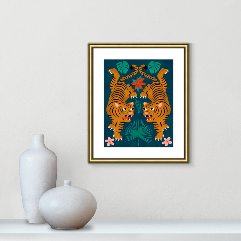 «Jungle Tigers Print» par Cantwell, Imprimé mat, L 17,25 po x H 20,25 po, Gold Classic