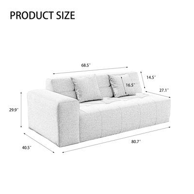 Canapé modulaire d'extérieur à accoudoir droit pour patio avec coussins résistants à l'eau