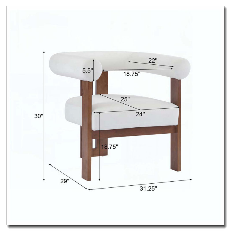 Fauteuil d'appoint rembourré en velours, Blanc