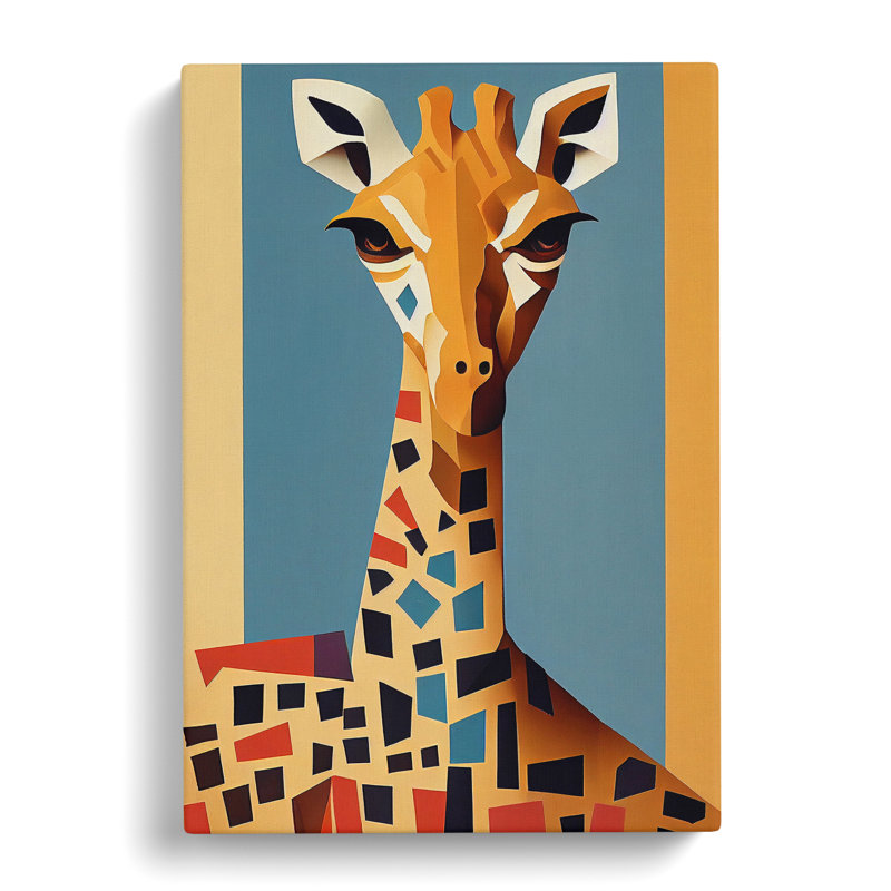 Geometric Giraffe No.2 Abstract - Wrapped Canvas, 50cm H x 35cm W x 3cm D