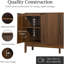 Buffet moderne à 4 portes avec buffet, armoire multimédia, armoire, table d'appoint, bibliothèque avec panneaux Reed et tablettes réglables - noyer