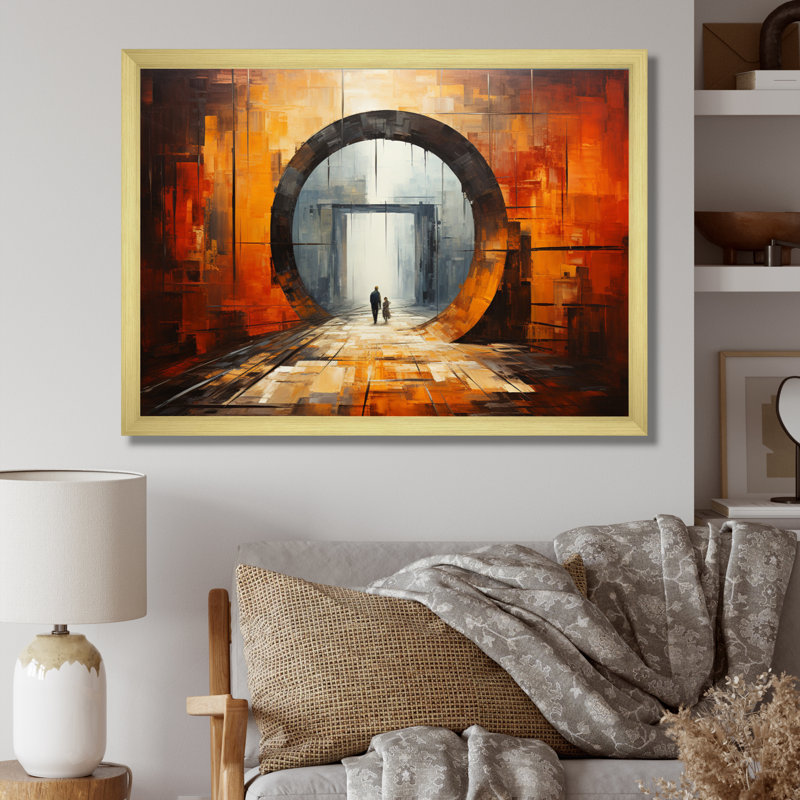 Orange Tunnel entrelacé sur toile, H 12 po x l 20 po x P 1 po, Cadre doré à une seule photo