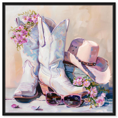 Toile rose printanière «Cowboy N Nécessities» par Art Remedy