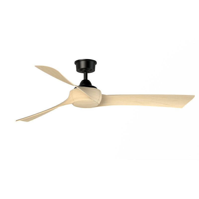 Wrap Custom 60 inch Indoor/Outdoor Ceiling Fan - Black with Natural blades, Natural, Black