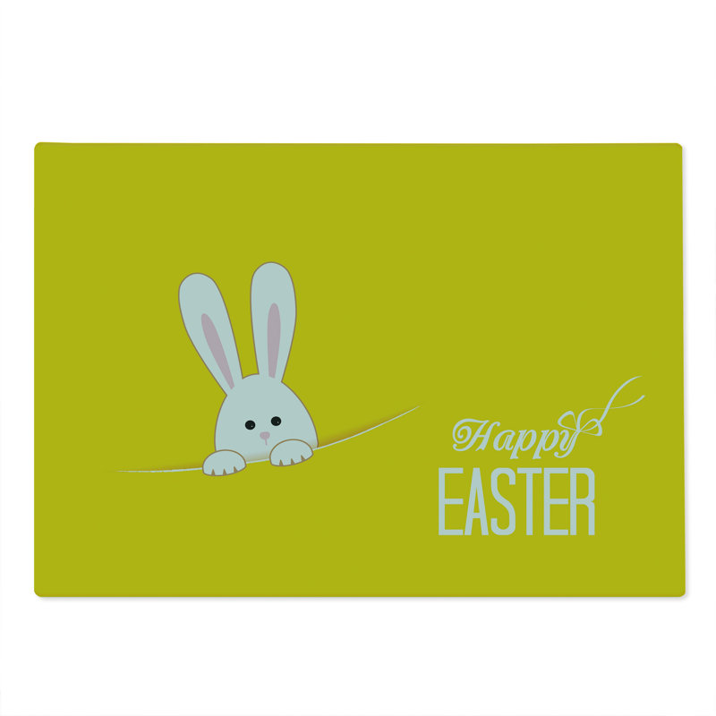 Ambesonne Yellow Cutting Board Large Size Easter Rabbit Bunny Yellow White